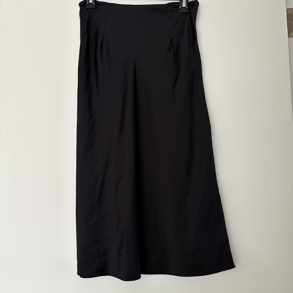 Nasty Gal Black Satin Midi Skirt